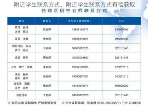 附近学生联系方式、附近学生联系方式有偿获取