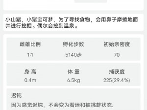 口袋妖怪复刻中小山猪的种族值深度解析与评测：具体数值及影响因素探讨