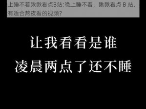 晚上睡不着瞅瞅看点B站;晚上睡不着，瞅瞅看点 B 站，有没有适合熬夜看的视频？