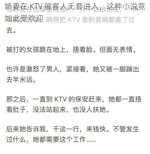 娇妻在 KTV 被客人无套进入，这种小说竟如此受欢迎