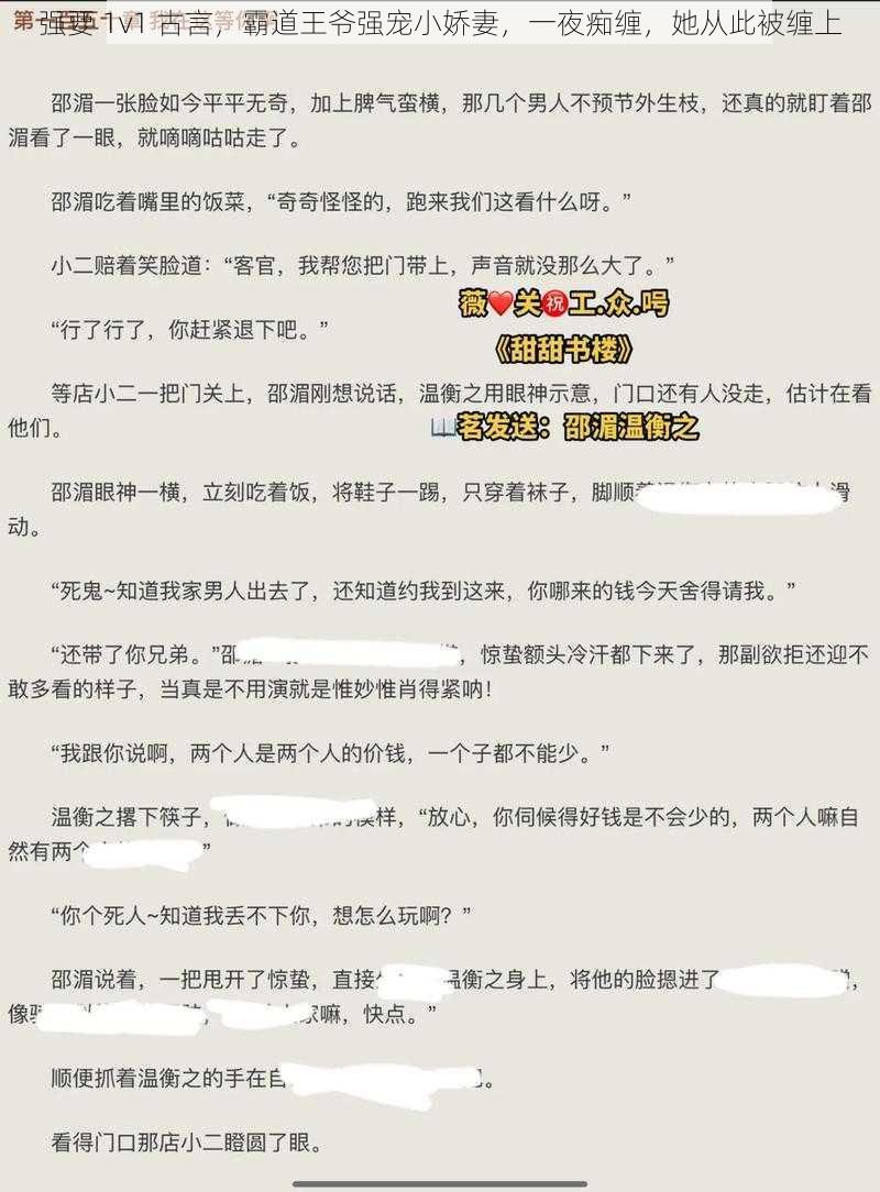 强要 1v1 古言，霸道王爷强宠小娇妻，一夜痴缠，她从此被缠上