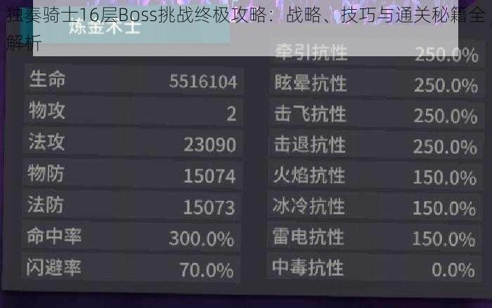 独奏骑士16层Boss挑战终极攻略：战略、技巧与通关秘籍全解析