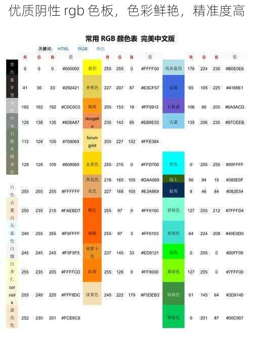 优质阴性 rgb 色板，色彩鲜艳，精准度高