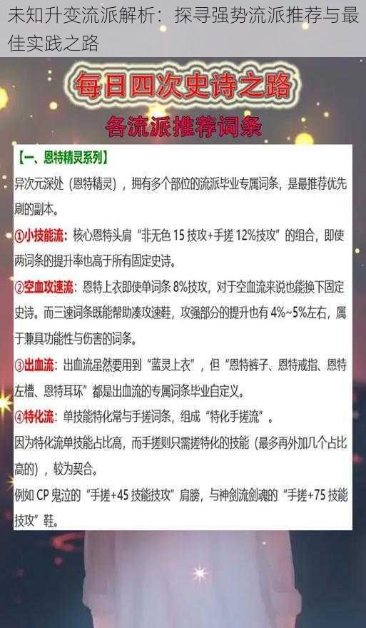 未知升变流派解析：探寻强势流派推荐与最佳实践之路