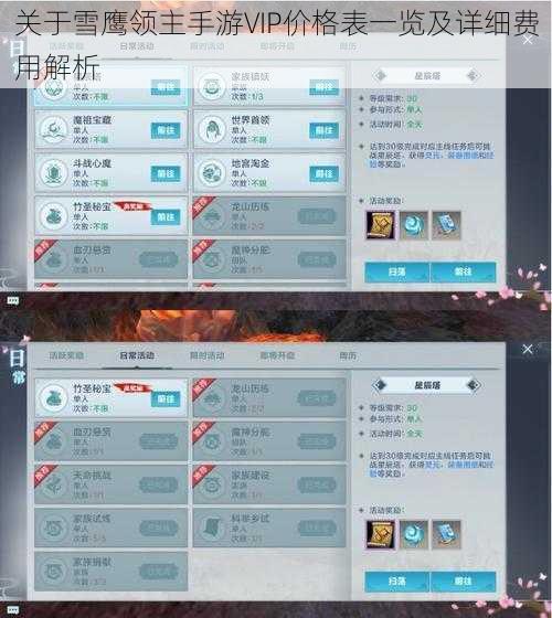 关于雪鹰领主手游VIP价格表一览及详细费用解析