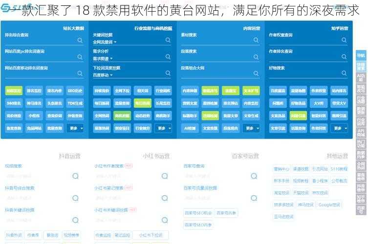 一款汇聚了 18 款禁用软件的黄台网站，满足你所有的深夜需求