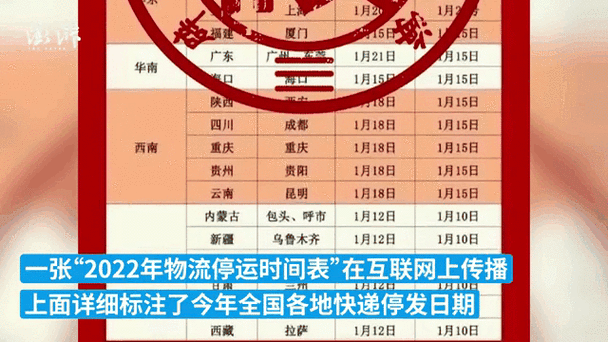 2022年快递停运时间表及何时再度启运：全网热议的物流新动态