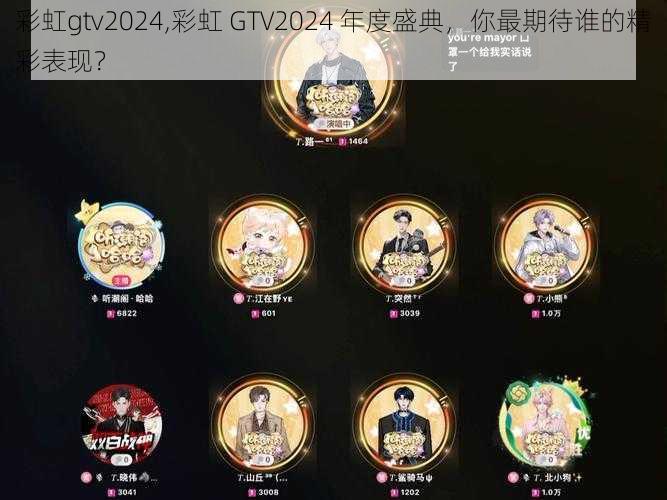 彩虹gtv2024,彩虹 GTV2024 年度盛典，你最期待谁的精彩表现？