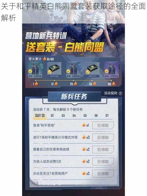 关于和平精英白熊同盟套装获取途径的全面解析
