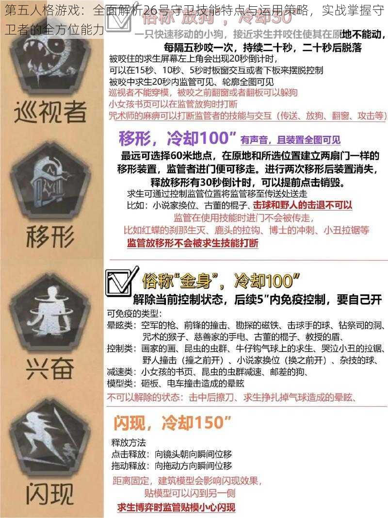 第五人格游戏：全面解析26号守卫技能特点与运用策略，实战掌握守卫者的全方位能力