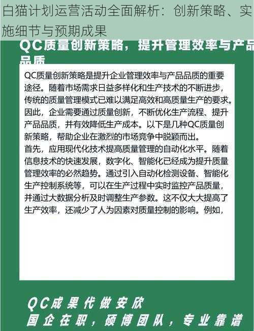 白猫计划运营活动全面解析：创新策略、实施细节与预期成果