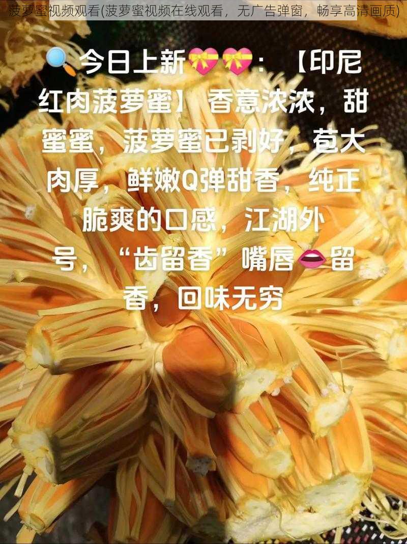 菠萝蜜视频观看(菠萝蜜视频在线观看，无广告弹窗，畅享高清画质)