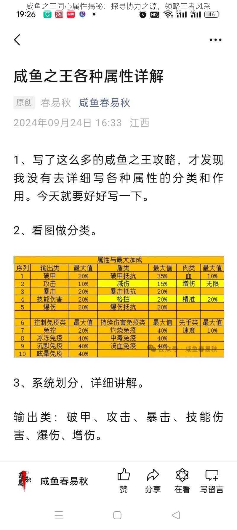 咸鱼之王同心属性揭秘：探寻协力之源，领略王者风采